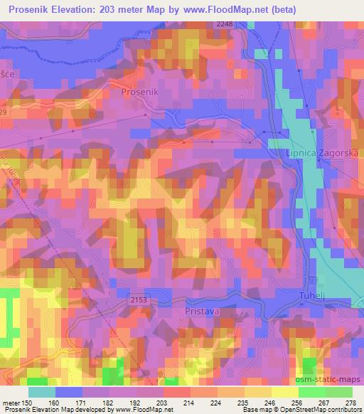 Prosenik,Croatia Elevation Map