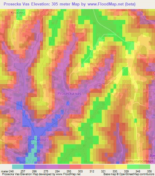 Prosecka Vas,Slovenia Elevation Map