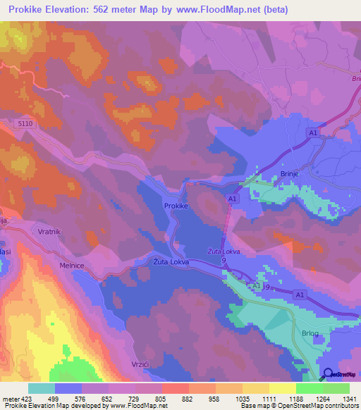 Prokike,Croatia Elevation Map