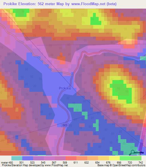 Prokike,Croatia Elevation Map