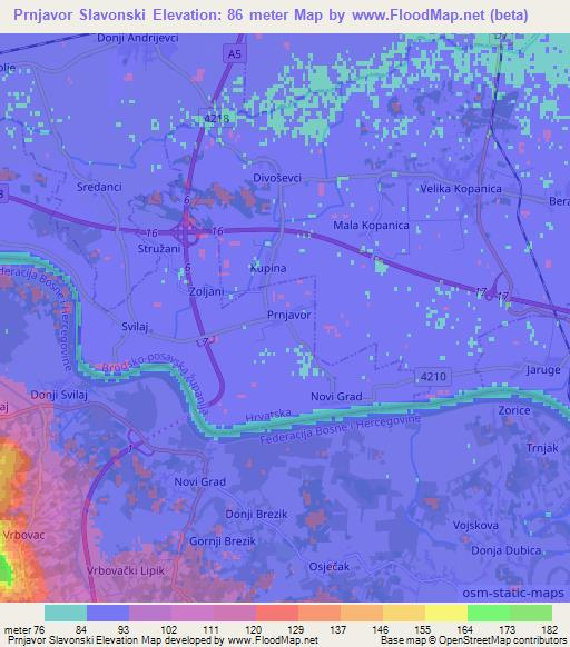 Prnjavor Slavonski,Croatia Elevation Map