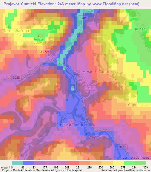 Prnjavor Cunticki,Croatia Elevation Map