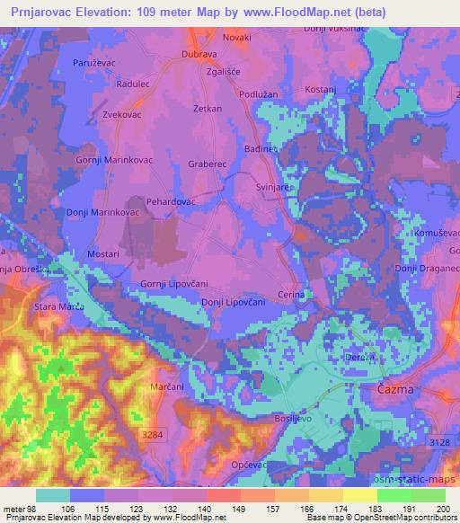 Prnjarovac,Croatia Elevation Map