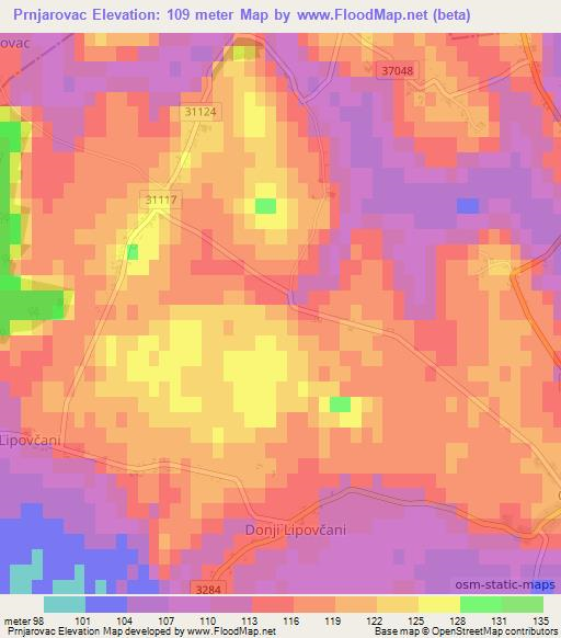 Prnjarovac,Croatia Elevation Map