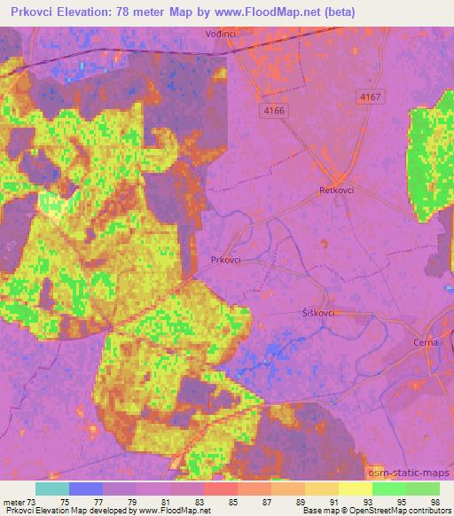 Prkovci,Croatia Elevation Map