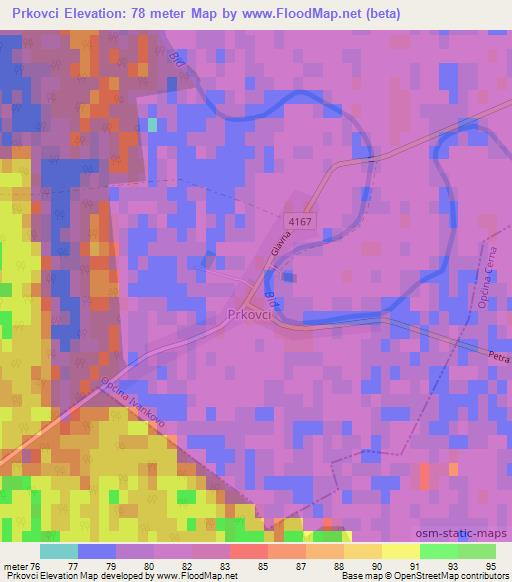 Prkovci,Croatia Elevation Map