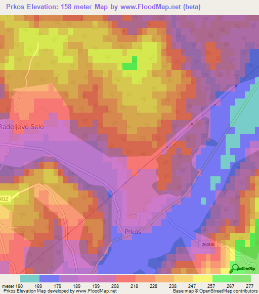 Prkos,Croatia Elevation Map