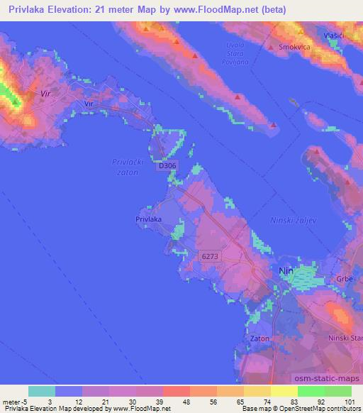 Privlaka,Croatia Elevation Map