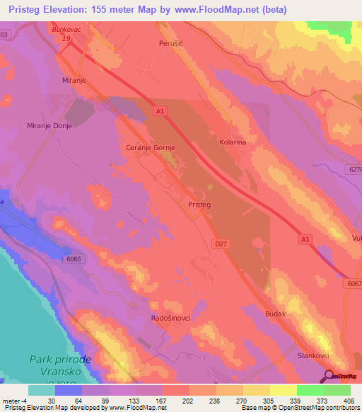 Pristeg,Croatia Elevation Map