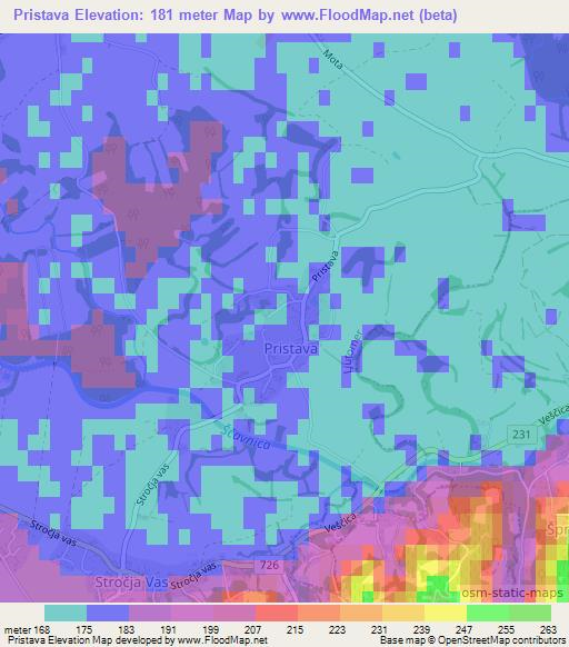 Pristava,Slovenia Elevation Map