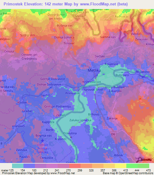 Primostek,Slovenia Elevation Map