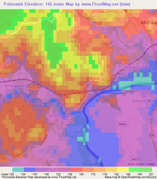 Primostek,Slovenia Elevation Map