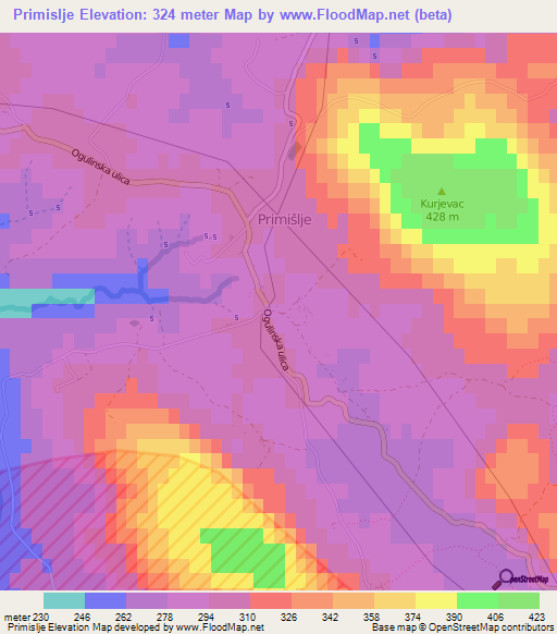 Primislje,Croatia Elevation Map