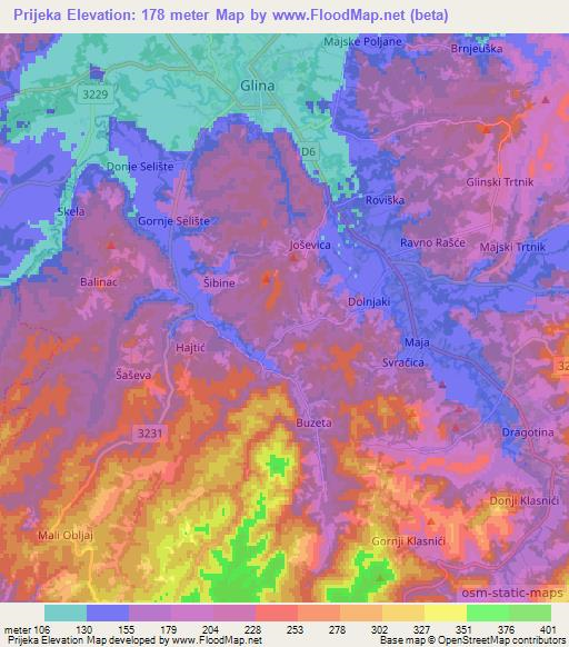 Prijeka,Croatia Elevation Map