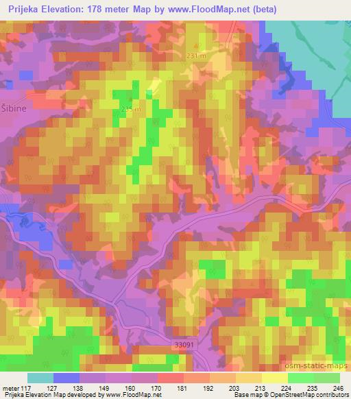 Prijeka,Croatia Elevation Map