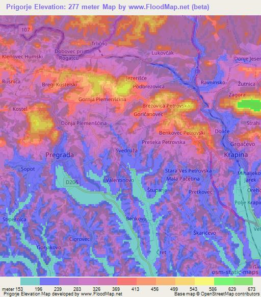 Prigorje,Croatia Elevation Map