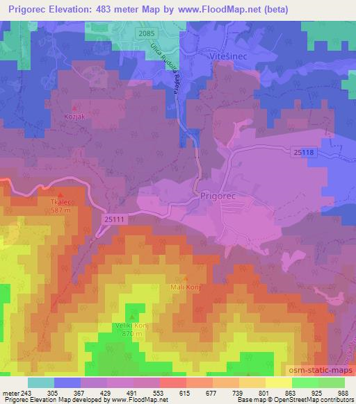 Prigorec,Croatia Elevation Map