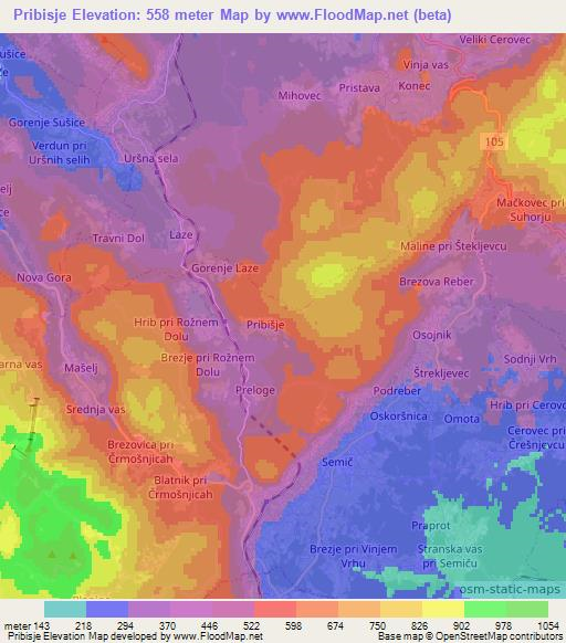 Pribisje,Slovenia Elevation Map