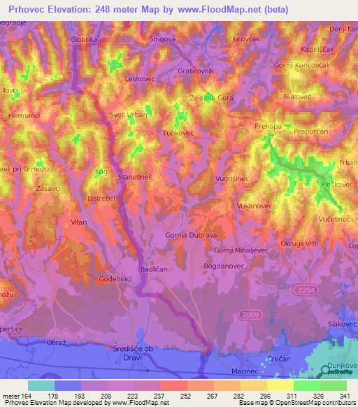 Prhovec,Slovenia Elevation Map