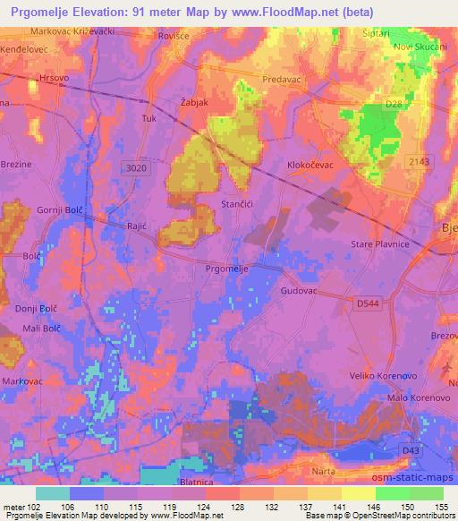 Prgomelje,Croatia Elevation Map