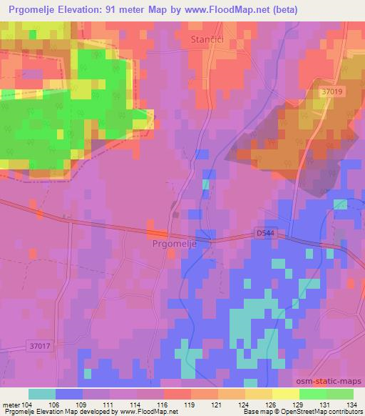 Prgomelje,Croatia Elevation Map
