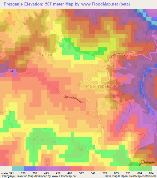 Prezganje,Slovenia Elevation Map