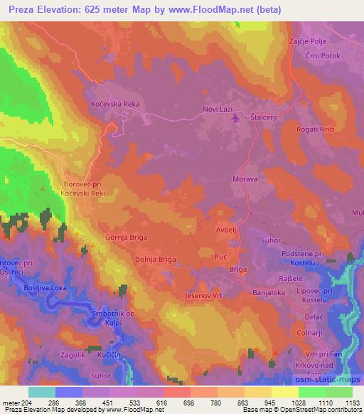 Preza,Slovenia Elevation Map