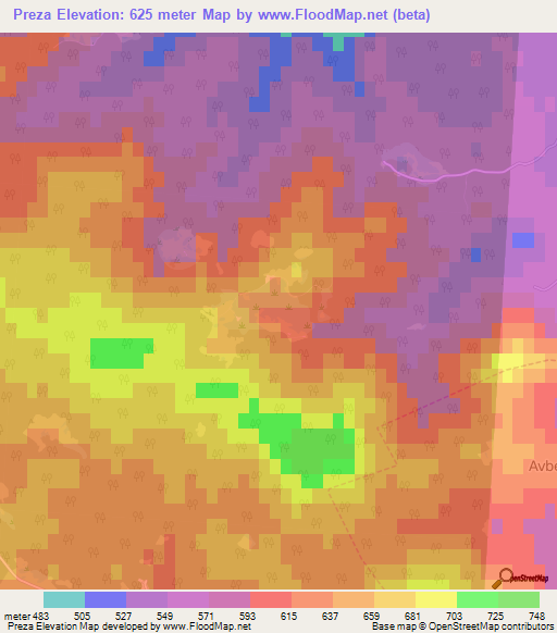 Preza,Slovenia Elevation Map