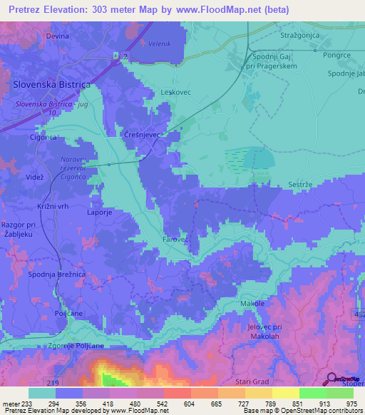 Pretrez,Slovenia Elevation Map