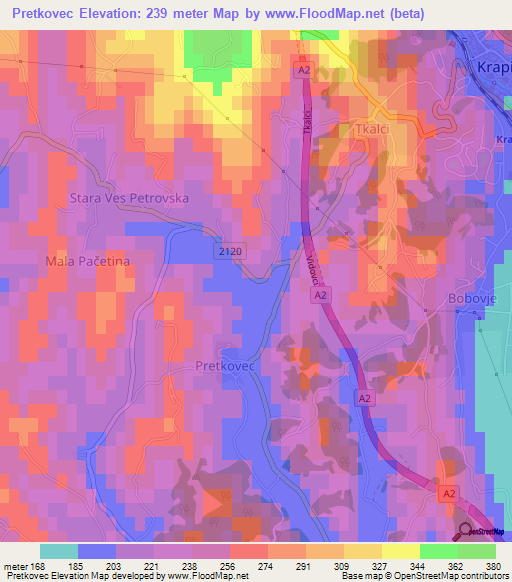 Pretkovec,Croatia Elevation Map