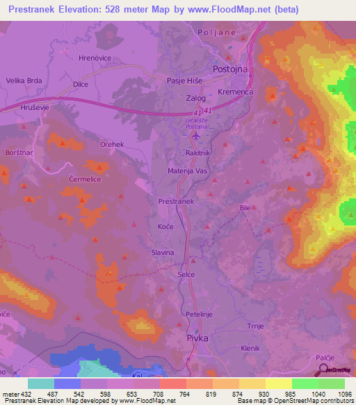 Prestranek,Slovenia Elevation Map