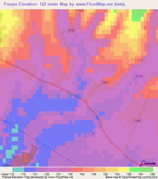 Prespa,Croatia Elevation Map