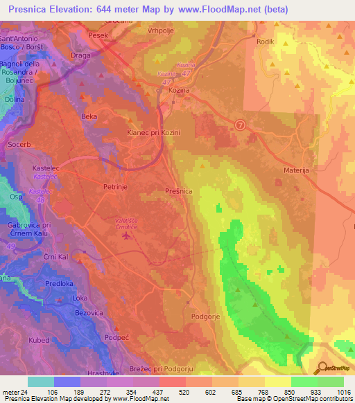 Presnica,Slovenia Elevation Map