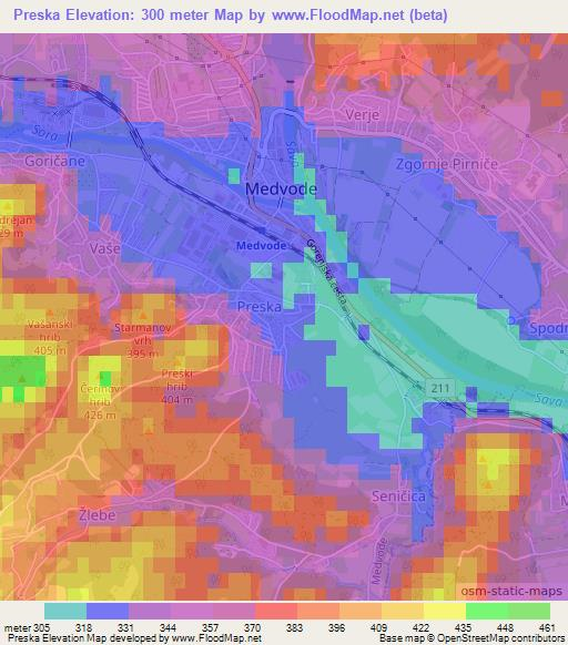 Preska,Slovenia Elevation Map