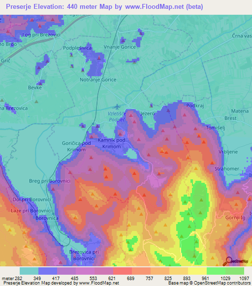 Preserje,Slovenia Elevation Map