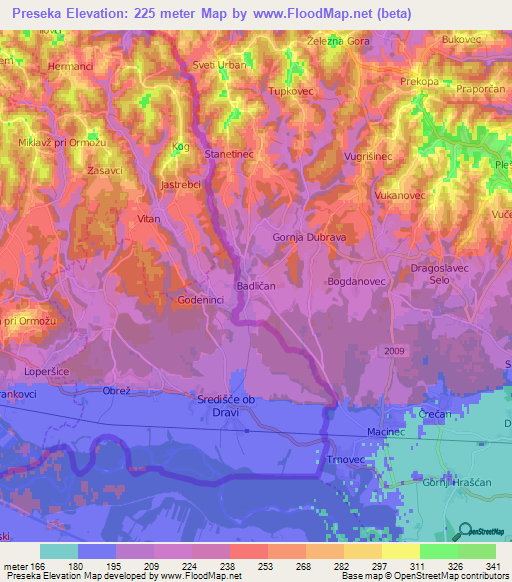 Preseka,Slovenia Elevation Map