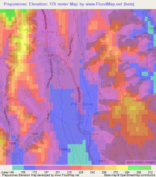 Prepustovec,Croatia Elevation Map