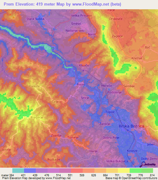 Prem,Slovenia Elevation Map