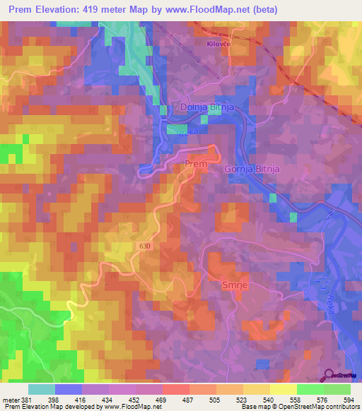 Prem,Slovenia Elevation Map