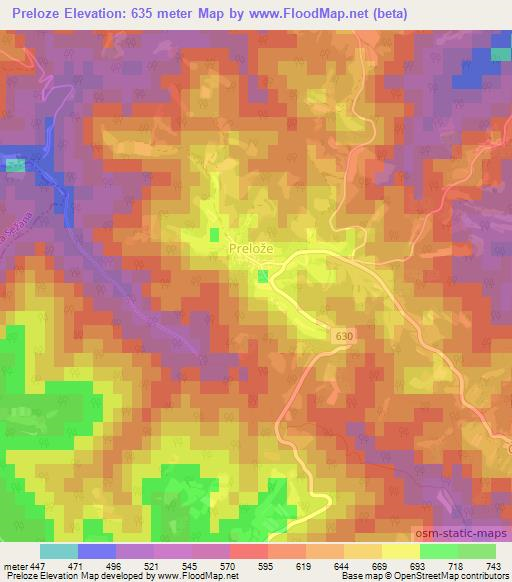 Preloze,Slovenia Elevation Map