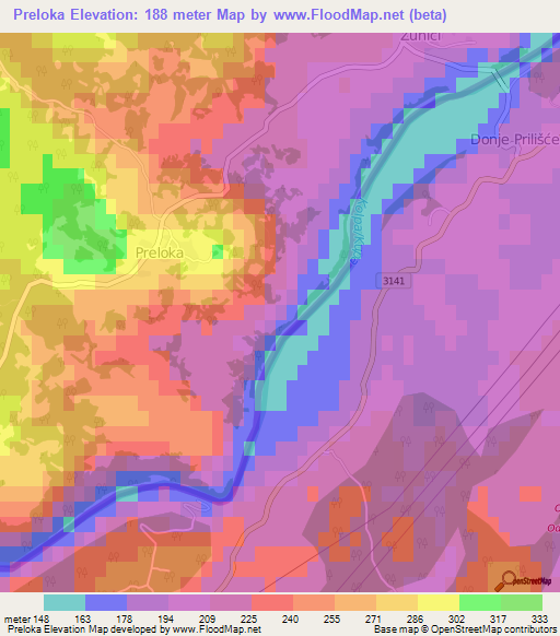 Preloka,Slovenia Elevation Map