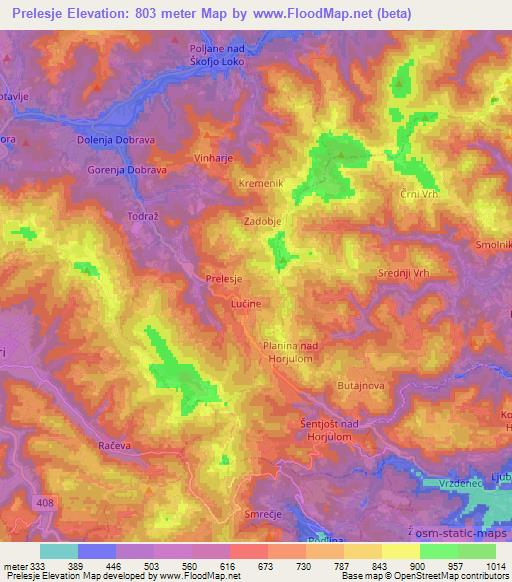 Prelesje,Slovenia Elevation Map