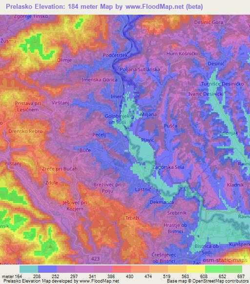 Prelasko,Slovenia Elevation Map