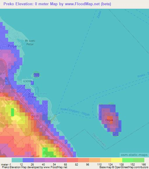 Preko,Croatia Elevation Map