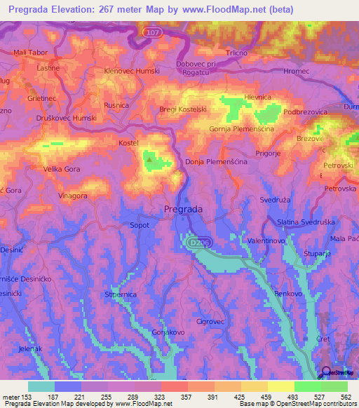 Pregrada,Croatia Elevation Map