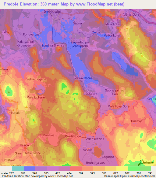 Predole,Slovenia Elevation Map