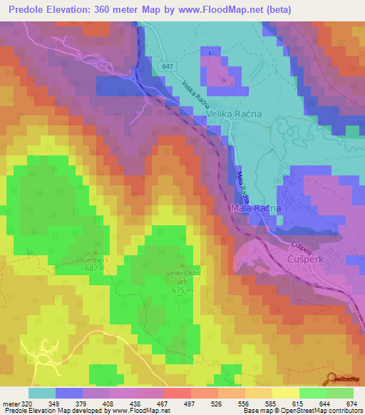 Predole,Slovenia Elevation Map