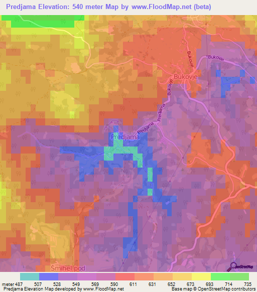 Predjama,Slovenia Elevation Map