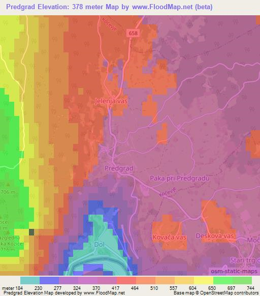 Predgrad,Slovenia Elevation Map