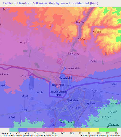 Catalozu,Turkey Elevation Map